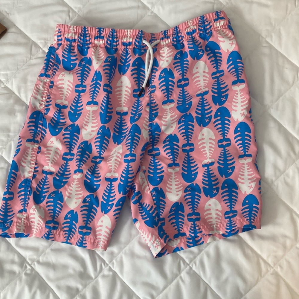 pink/ blue white designed bathing suit